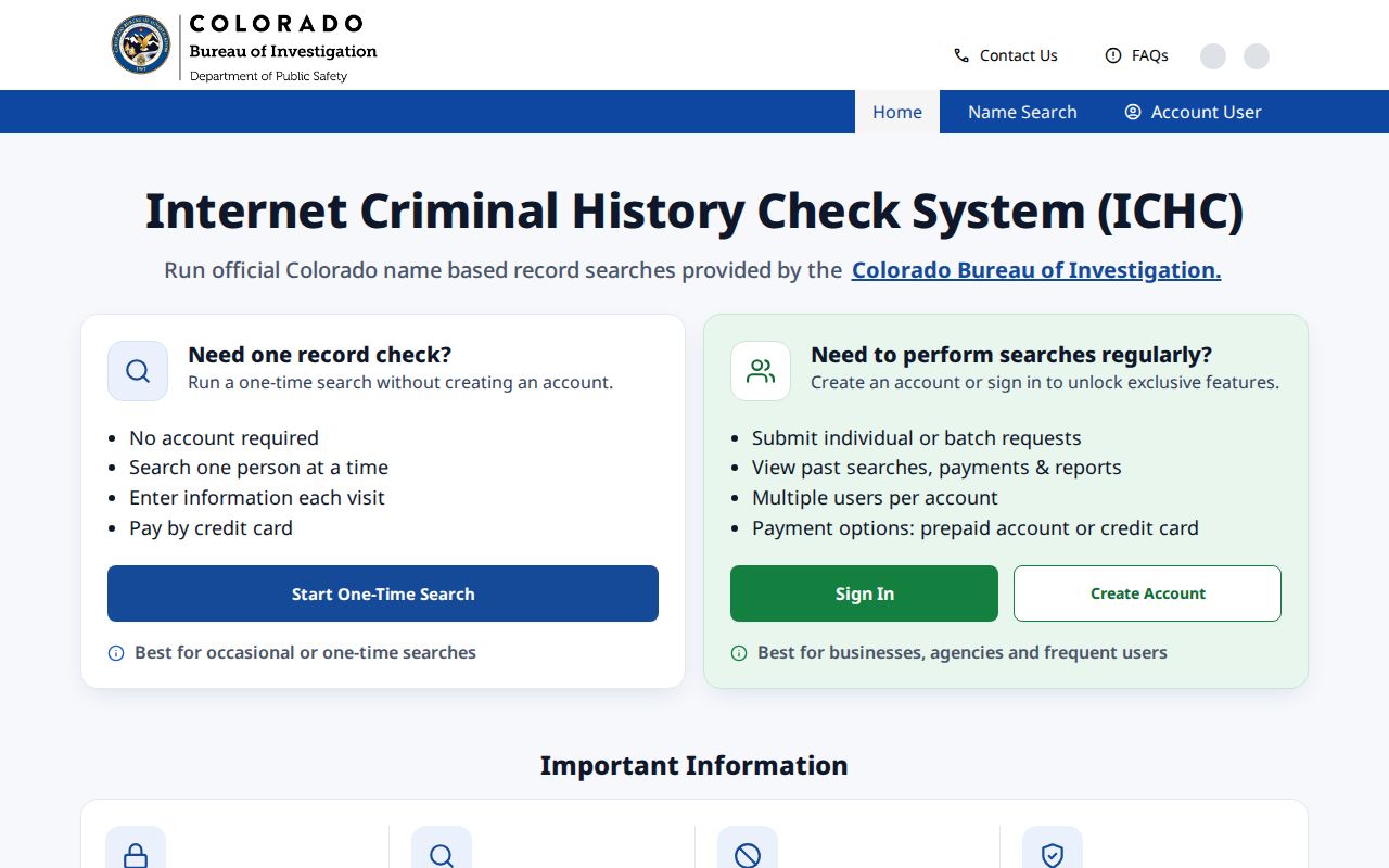 San Juan County criminal court records and official CBI Internet Criminal History Check portal