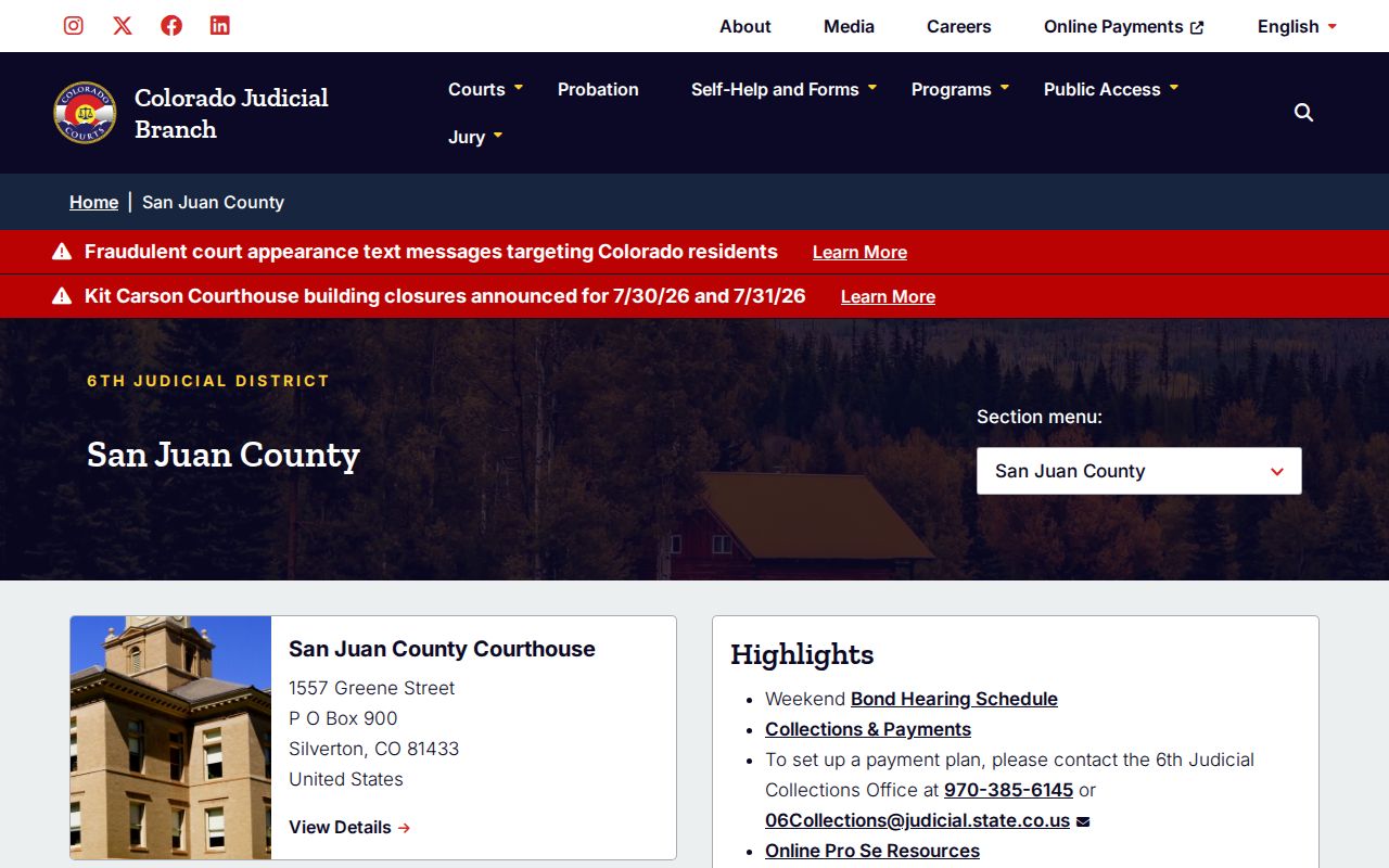 San Juan County court records trial court page