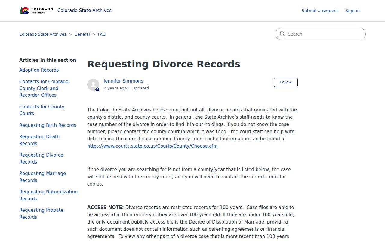 San Juan County divorce records State Archives access restrictions