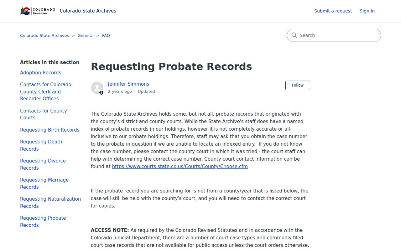 San Juan County probate records State Archives probate guidance