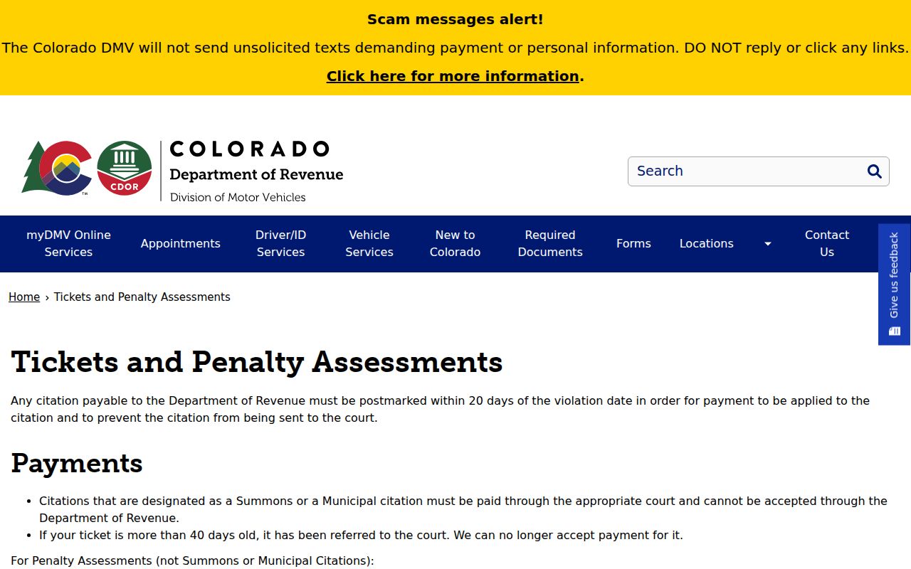 San Juan County traffic court records and Colorado DMV penalty assessment payment information