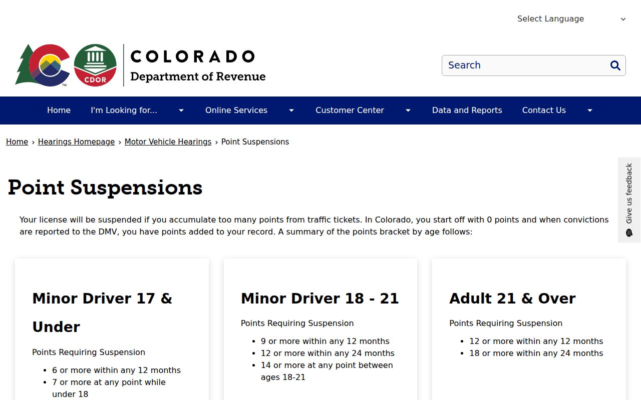 San Juan County traffic court records and Colorado point suspension hearing information