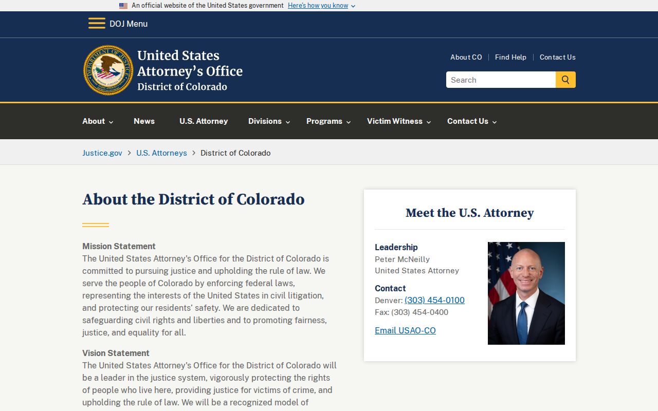 San Juan County warrant records federal U.S. Attorney District of Colorado source